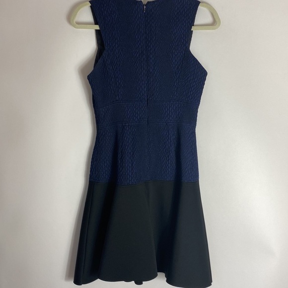 Rebecca Taylor blue black snake print textured fit and flare mini dress size 0 - Picture 6 of 9